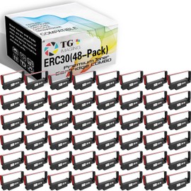 TG Imaging ERC-30/34/38 Black and Red Compatible ERC-30 ERC30BR ERC30 Ribbon Cartridge Replacement for DPN2700 TMU370 TMU375 ERC38 NK506 Cash Register (48 Pack, B/R)