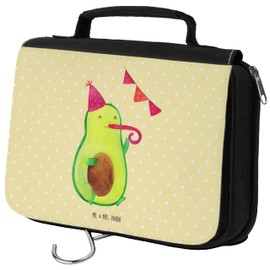 PARENT-NEW Mr. & Mrs. Panda Toiletry Bag Avocado Birthday, yellow, Hand drawn