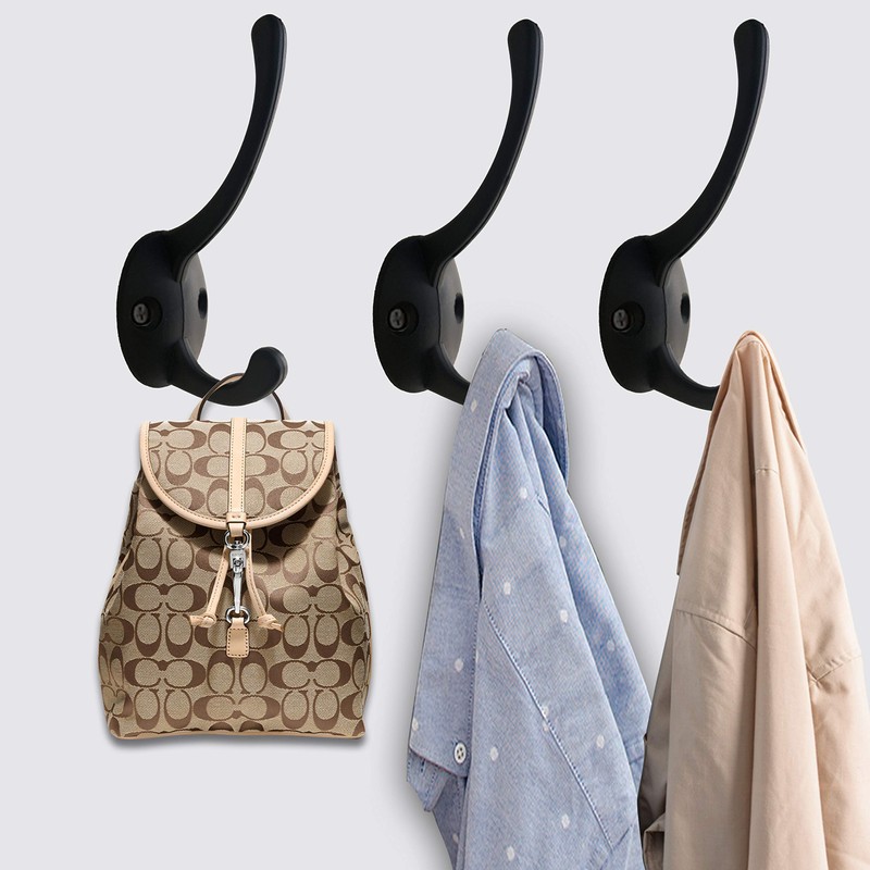 IBosins 12 Pack Black Coat Hooks Wall Mounted with 24