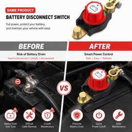 Top Post Battery Disconnect Switch for 12–48V Systems – Negative Terminal ON/OFF Power Isolator for Car, RV and Boat