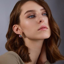 Joo&Rind Women's Necklace Set, Daisy Pendant Necklaces, Gold Chain Women's with Earrings Creoles, Choker Chain Ladies, Jewellery Gifts for Women, Stainless Steel, No Gemstone