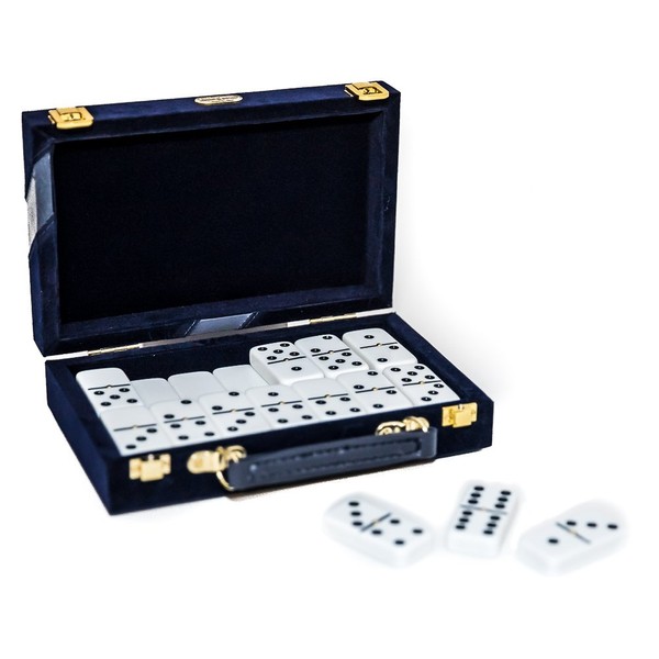 Fashion Avenue Designer Double Six White Professional Jumbo Size Tournament Dominoes Set with Spinners