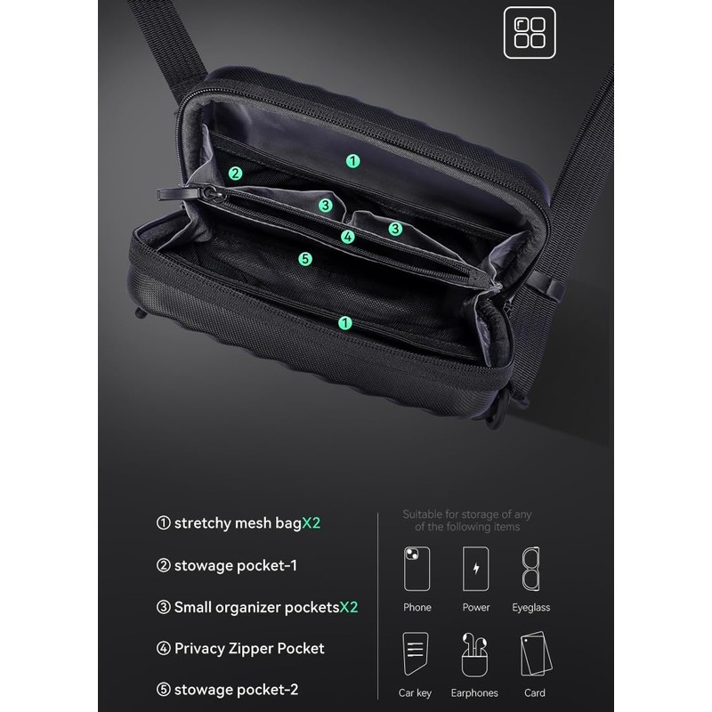 MARK RYDEN Men's Shoulder Bag, Body Bag, Hard Shell, Small