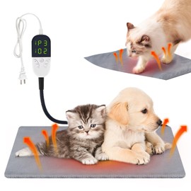 Smart Cat Heating Pad with Pressure Activated – Temperature Adjustable Heated Dog Bed with Timer - 13x17 inches - 30W - Pressure Activated Work for Pets Over 10 lbs