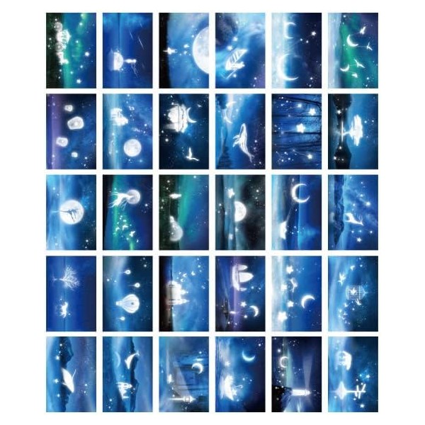 ZPPLD 30pcs Postcard,Fluorescent Postcard,Luminous Postcard,Postcard Set,14 * 10cm (A)