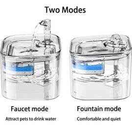 Cat Water Fountain, Pet Water Dispenser with Two Flow Modes, Replacement Filter, Visible Water Level, 2.2L Pet Water Fountain for Cats and Small Dogs