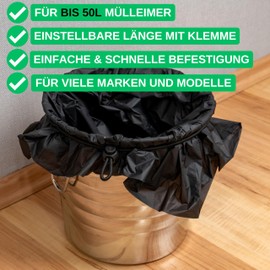 Universal Rubber Band for Rubbish Bins, Pack of 4, Fits up to 50 L Single Inserts, Compatible with Wesco Wheelie Bins, 70 cm Elastic Rubber Ring, Length Adjustable with Elastic Stopper, Wheelie Bin Straps