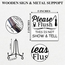 Farmhouse Bathroom Decor, Please Flush This is Not Show ＆ Tell Sign, Funny Home Decor, Bathroom Shelf Toilet Restroom Home Tabletop Desk Decor, Cubicle Accessories, 5x5 Inches-A04
