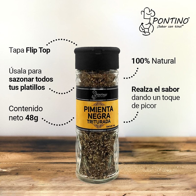 Pontino Pimienta Negra Triturada 48 Gramos 2 Piezas