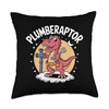 Plumbing Dinosaur T-Rex Pipe Wrench Dino Funny Plumber Throw Pillow