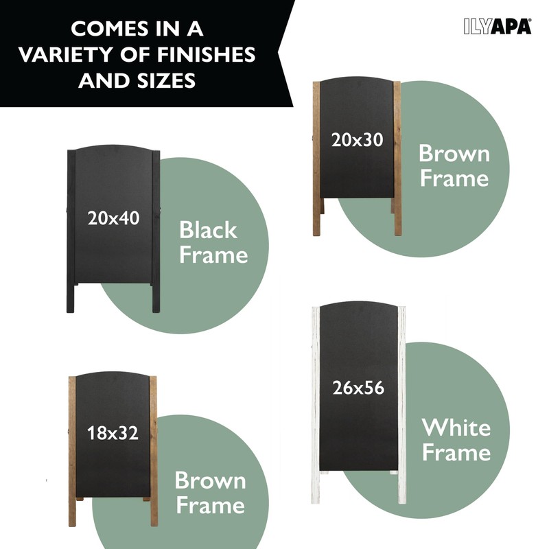 Ilyapa Wooden A-Frame Chalkboard Sidewalk Signs with Rounded Top -