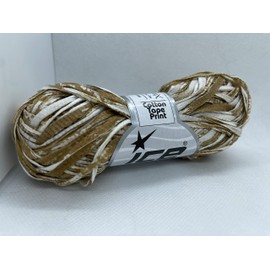 Ice Yarns Cotton Tape Print #56788 Old Gold (Greenish-Tan) and White 100% Cotton Ribbon 1.76 Ounces (50 Grams) 82 Yards (75 Meters)