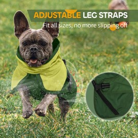 Leletail Dog Raincoat Waterproof Reflective Rain Coat with Adjustable Belly Strap & Leg Straps, Hooded Dog Rain Jacket with Leash Hole, Windproof Puppy Rain Gear for Small Medium Large Dogs