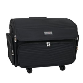 Everything Mary XL Rolling Sewing Machine Case – Black Craft Bag with 4 Wheels – Portable Organizer