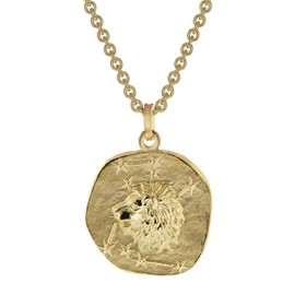 trendor Lion Zodiac Sign Pendant Men's Necklace Gold on Silver Zodiac Sign Timeless Necklace for Men, Great Gift Idea, 39070-08-50 50 cm, Sterling Silver