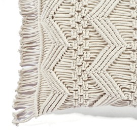 Lush Decor Studio Chevron Macrame Decorative Single Pillow Cover, 13" x 20", Neutral