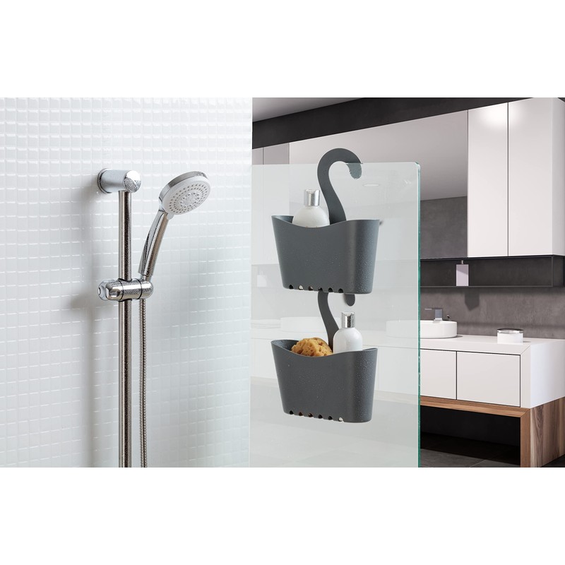TATAY Shower Basket with Hooks, Polypropylene, Multi-Function Basket, Allows You