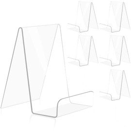 trophable 6 Pack Acrylic Book Stand Clear Book Display Easel Holder for Displaying Tablets Newspaper Magazines Notebooks Textbooks CDs