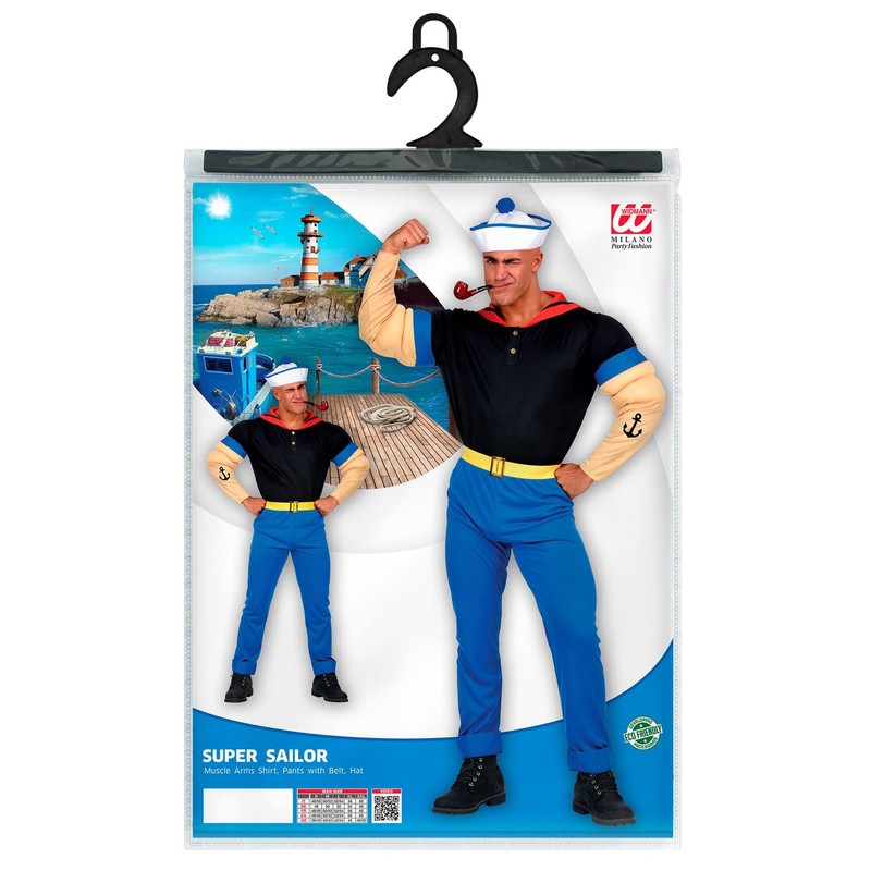 Widmann Srl-GRP02561VD Men's Super Sailor Costume for Adults, Multicoloured, Medium,