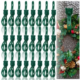ZhowHoHo 24 Pcs Christmas Garland Ties for Mantle Christmas Garland Hanger Christmas Stocking Holder Silicone Adhesive Twist Ties Green for Xmas Garland Wreath Banister (Green)