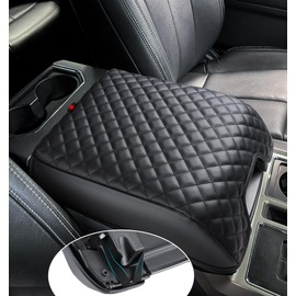 GLOYLEIX Center Console Cover for Ford F150 2015-2020, Armrest Cover for F250 F350 F450 2017-2022, Expedition 2018-2024, PU Leather Car Truck Interior Accessories Middle Console Cover, Bucket Seat