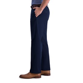 Haggar Men's Iron Free Premium Khaki Straight Fit Flat Front Flex Waist Casual Pant Dark Navy 40 x 30