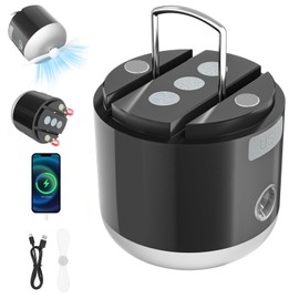 Gearmatte LED Camping Lantern Rechargeable, 3000mah Camping Tent Light with Fan，4 Light Modes, Spray Function, Waterproof, Mini Light with Magnetic Base for Hurricane Emergency, Outdoor, Hiking, Home