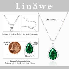 Linawe Women's Pendant Chain Necklace Simulated Diamond Birthstone Pendant Crystal Women's Necklace Jewellery Set Fashion Jewellery Available in Gold, Rose Gold and Silver Tones, Cubic Zirconia Copper