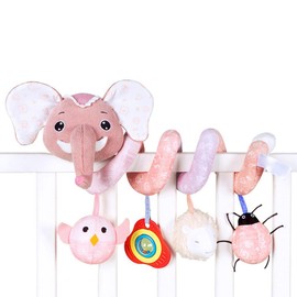 Elephant Spiral Pram Toys for Babies Soft Music Spiral Activity Hanging Toys Baby Stroller Bed Toy