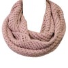 Bowbear Solid Color Warm Winter Knit Infinity Scarf, Pink_A