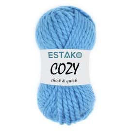 Estako Cozy Thick & Quick Yarn 20% Lana 80% Acrílico Suave Peso Súper voluminoso #6 Hilo de tejer y ganchillo 3.52 oz (100 gr) 65 yardas (60 m) (55303-azul)