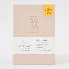 2025 Planner with 320 Pages, Faux Leather Diary with Daily, Weekly and Monthly Planning, Selfcare, Goals, Dreams, Yearly Notebook (Blush Pink)