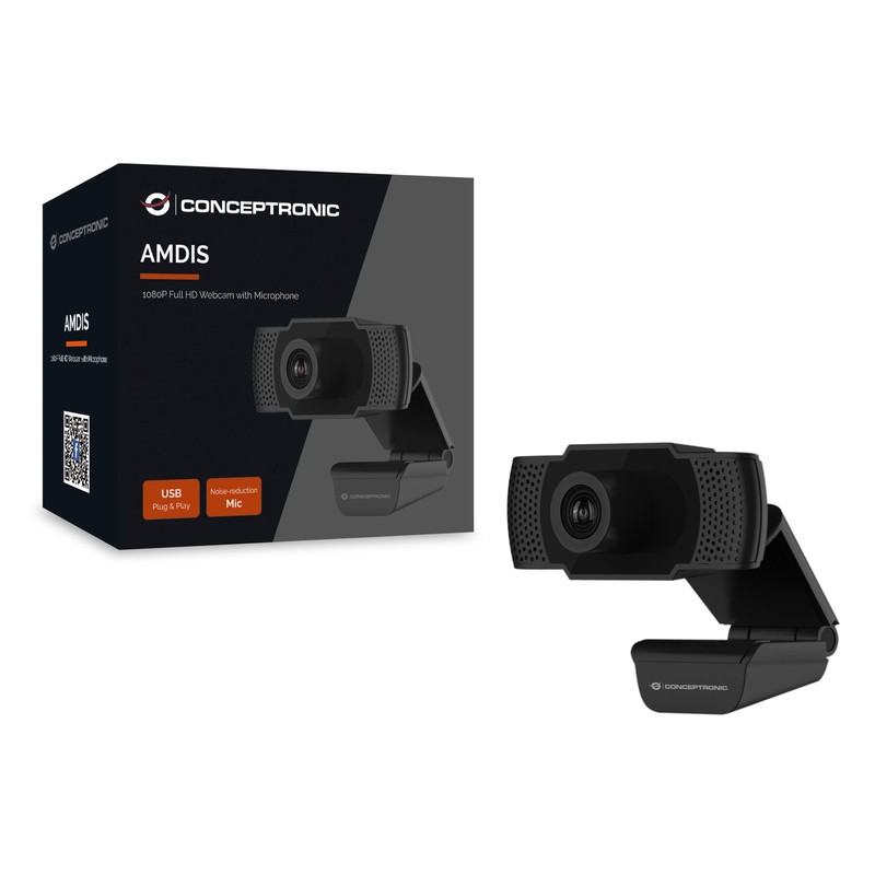 Conceptronic AMDIS01B 1080P Full HD Webcam with Microphone, grey