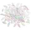 KALUCION 120 Pcs Iridescent White Petal Mosaic Tiles, Hand Cut