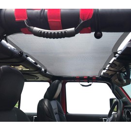 Shadeidea JT Sun Shade Top Sunshade Compatible with Jeep Gladiator Top Shade Mesh Screen Roof Cover (2018-2023)- Wind Noise UV Blocker with GrabBag Pouch -10 Year Warranty- Gray -Front