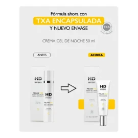 HD Cosmetic Melan TXA Crema Gel Noche 50ml Unifica Tono Apariencia Manchas Ilumina Piel Hidratación Nocturna Textura Ligera Uso Nocturno