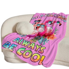 Flamingo Decor Gifts - Flannel Fleece Fuzzy Flamingo Throw Blanket, Soft, Warm, Cozy, Plush, Cool Animal Blanket for Bed, Couch, Stuffed Decoration, Girls, Kids, Adult, 50"x40"