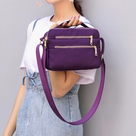 FAVORTALK Lightweight Shoulder Bag Women's Medium Waterproof Crossbody Bag Nylon Shoulder Bag with Multiple Pockets Multi Pocket Handbags for Women, B39210
