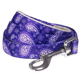 Blueberry Pet 5 Colors Paisley Flower Print Dog Leash with Soft & Comfortable Handle, 4 ft x 1", Violet, Large, Leashes for Dogs