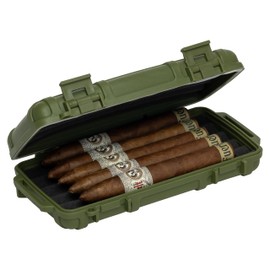 Cigar Caddy Waterproof Travel Cigar Humidor, Holds Up To 5 Cigars, Airtight, Waterproof Up To 100 Feet (Green)
