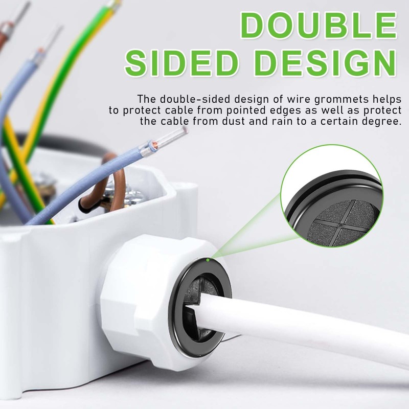 83pcs Rubber Grommets kit, Double Sided Cable Hole Closed Plug