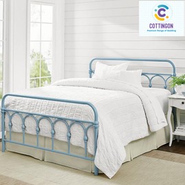 Pleated Bed Skirt with Split Corners-Pleated Dust Ruffle - 15" Tailored Drop Easy Fit,100% Microfiber Soft,Sheen & Luxurious Look - Bed Skirts (Ivory -Twin)