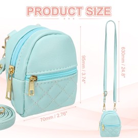 PATIKIL Mini Backpack Cute Cosmetic Bag for Women, PU Leather Creative Crossbody Bag with Lanyard for Makeup Key Card Data Cable Organizer Zipper Coin Pouch, Blue