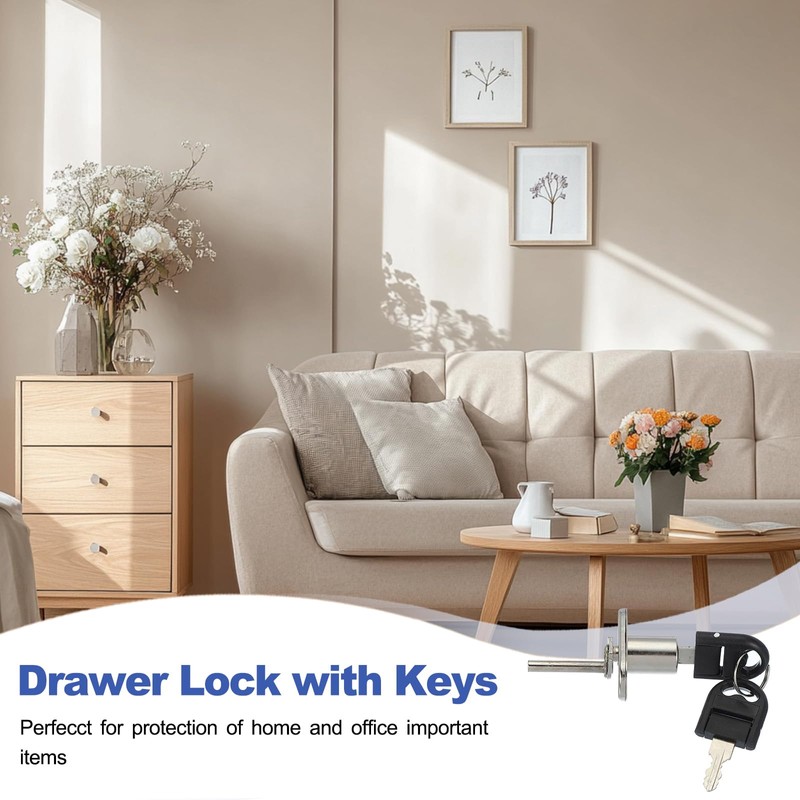 MECCANIXITY Drawer Lock with Keys, 16mm(5/8") Steel File Cabinet Lock