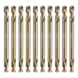 HARFINGTON 10Pcs Cobalt Drill Bits Double Ended 3.2mm/0.125" M35 High Speed Steel Twist Drill Bit Stubby Body for Hardened Steel Wood Plastic Cast Iron