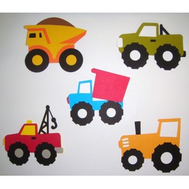 Boys Trucks Tow Truck Dump Truck Tractor  Paper Die Cut Scrapbook Embellishment