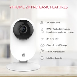 YI Pro 2K Indoor Camera, 2.4GHz WiFi IP Cameras House Security, Dog Camera, Night Vision, Motion Detection, Real-Time Alert, SD & Cloud, 2-Way Audio, Work with Alexa & Google, 2 Packs
