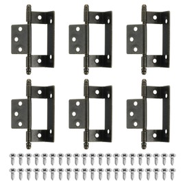 sourcing map 6Pcs Cabinet Hinges Full Inset, 3.4x0.8Inch Partial Wrap Long Axis Tip Hinge Vintage Semi-Wraparound Cover Cabinet Furniture Hinge with Screws, Bronze