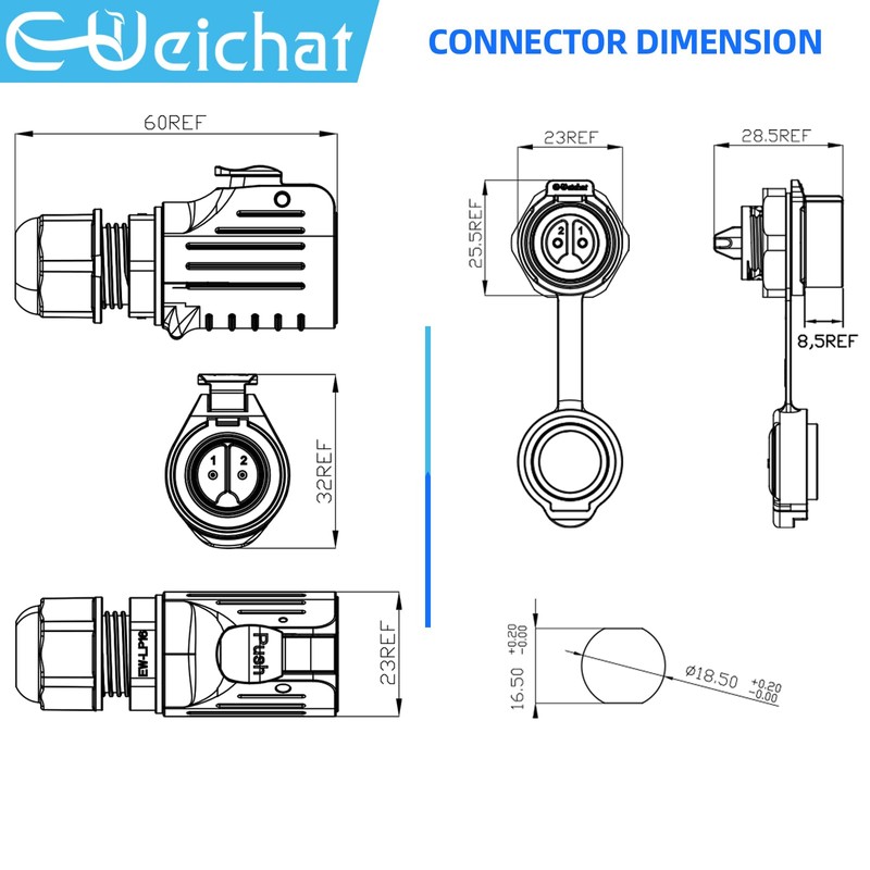 E-WeiChat EW-LP16 Industrial Waterproof Connector IP68 Quickly Plugging Aviation Connector