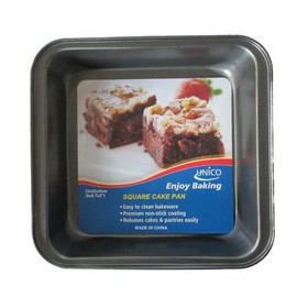 Unico 4 Pack Square 9" x 8.7" x 2" Premium Non-Stick Baking Pan Heavy-Gauge Aluminized Steel